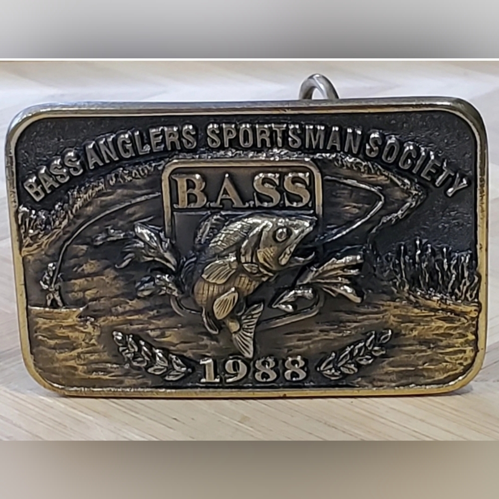 1988 Bass Fishing Buckle Vintage Made in USA Bass Anglers Sportsman Society